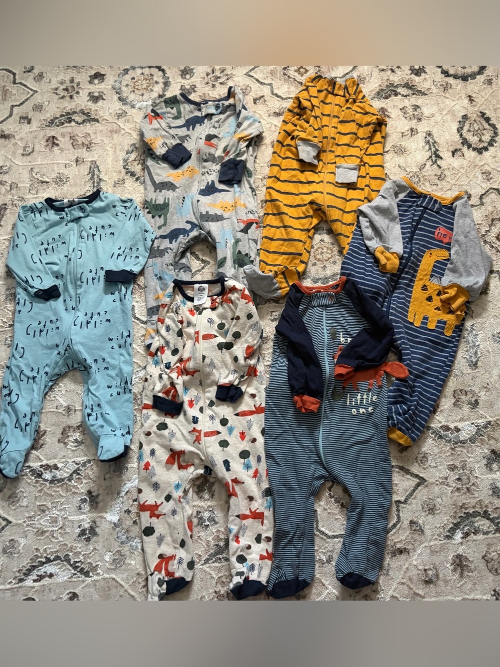 Lot Of One-Piece Cotton Footed Pajamas - Multi Color